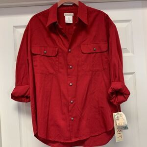 ESPRIT Vintage Red Long Sleeve Camp Shirt sz M NWT